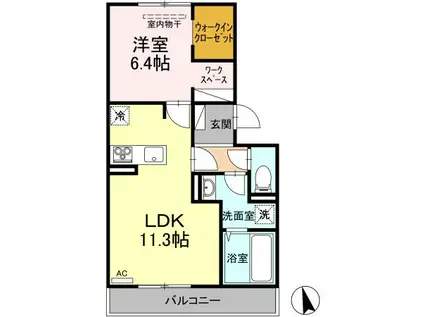 プレミアステイツS(1LDK/2階)の間取り写真
