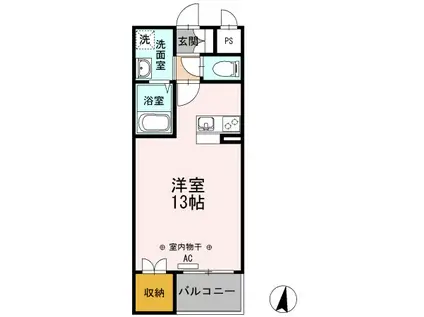 グランシャリオ(ワンルーム/1階)の間取り写真