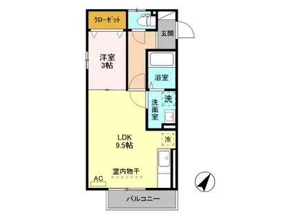 アイビス(1LDK/3階)の間取り写真