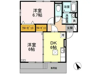 ヴィルグリシーヌA・B(2DK/1階)の間取り写真