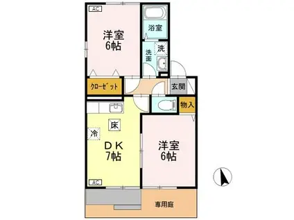 メゾンプルミエール(2DK/1階)の間取り写真