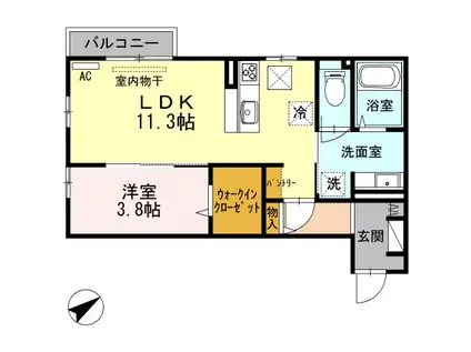 プリムヴェールウエスト(1LDK/1階)の間取り写真