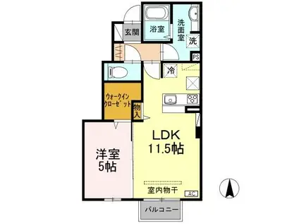 コンフォルト ドゥ(1LDK/1階)の間取り写真