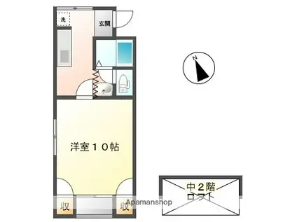 第3 飯茂ハウス(1DK/2階)の間取り写真