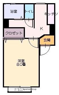 セジュールピュア(1K/2階)の間取り写真