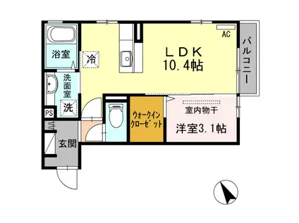 アリエッタ(1LDK/2階)の間取り写真