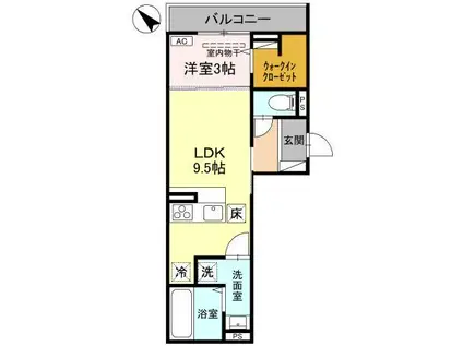 プレミアステイツY(1LDK/1階)の間取り写真