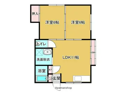 イーグルタウン(2LDK/2階)の間取り写真