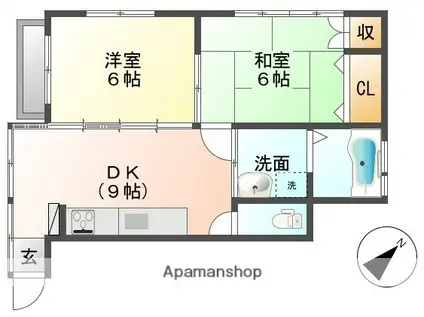 エスポアール大山(2DK/1階)の間取り写真