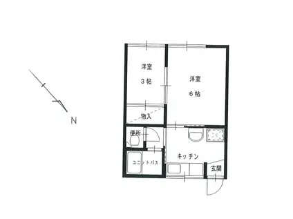 ハイツこぶし(2K/1階)の間取り写真