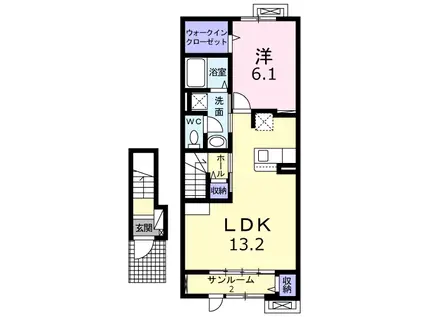 マルベリー ライト キタヤマ(1LDK/2階)の間取り写真