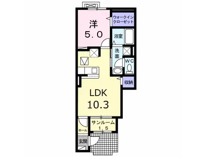 マルベリー ライト キタヤマ(1LDK/1階)の間取り写真