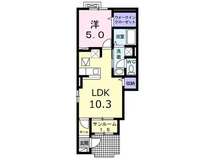 マルベリー ライト キタヤマ(1LDK/1階)の間取り写真