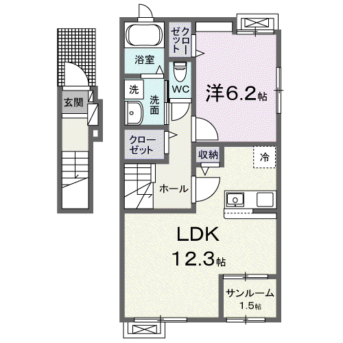 プリマ オランジェ(1LDK/2階)の間取り写真