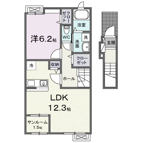 プリマ オランジェ(1LDK/2階)の間取り写真