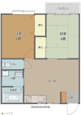 ウエストリバー(2DK/2階)の間取り写真
