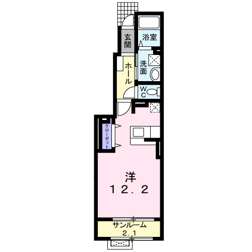 グリーン・ビレッジ3(ワンルーム/1階)の間取り写真