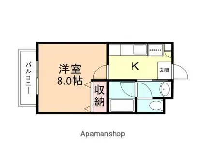 コーポリベラル(1K/1階)の間取り写真