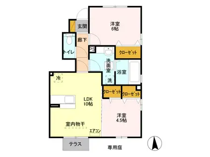 グレイス ナレッジ(2LDK/1階)の間取り写真