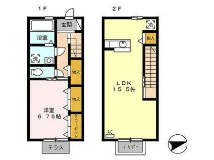 グリーンフォレスト(1LDK)の間取り写真