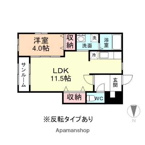 ティファニー1(1LDK/1階)の間取り写真