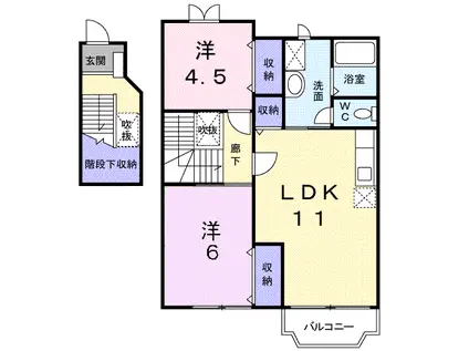 セトル二杉ⅡB棟(2LDK/2階)の間取り写真