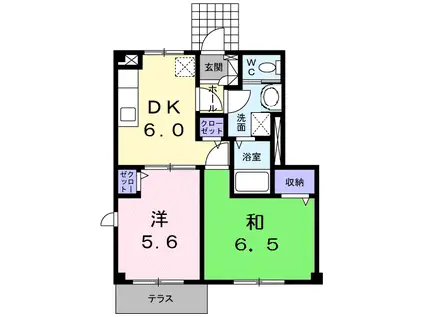 アル・カーサル(2DK/1階)の間取り写真