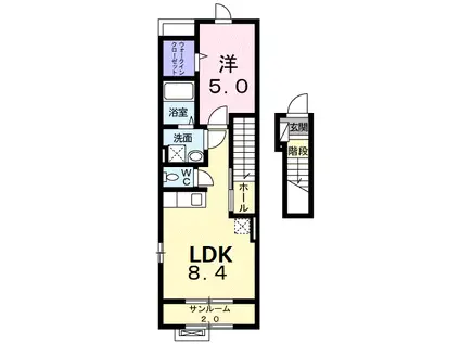 ボヌール(1LDK/2階)の間取り写真