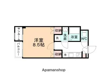 JOY婦中(1K/3階)の間取り写真