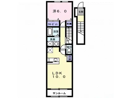 グランティス(1LDK/2階)の間取り写真