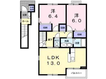 シューネスハイムⅡ(2LDK/2階)の間取り写真