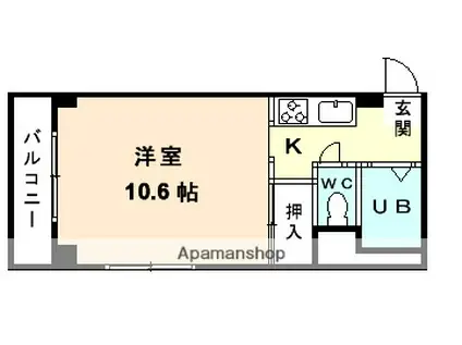 サークルパレス布瀬(1K/3階)の間取り写真