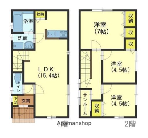 富山地鉄本線 越中荏原駅 徒歩10分 2階建 築11年(3LDK)の間取り写真