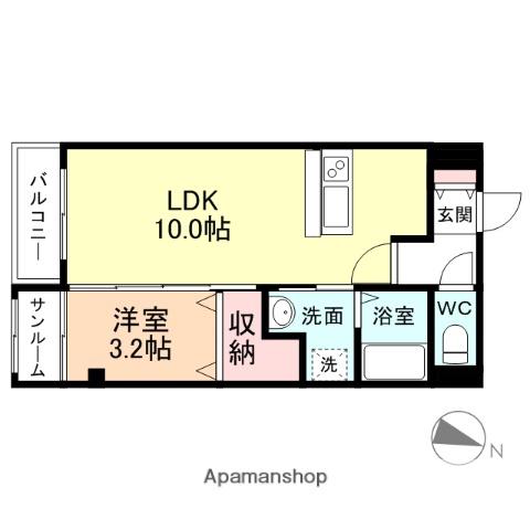 フォンテーヌ(1LDK/2階)の間取り写真