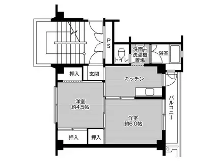 ビレッジハウス仏田2号棟(2K/5階)の間取り写真
