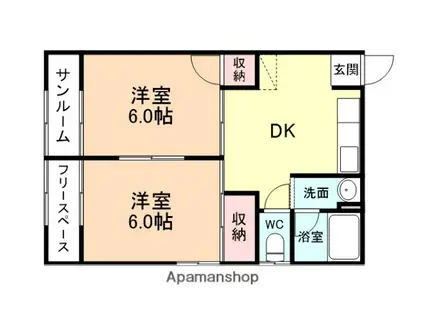 モンシャトウ大沢野(2DK/2階)の間取り写真