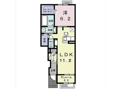 ウィル・アルカディア(1LDK/1階)の間取り写真