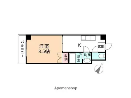 ハイツT-2(1K/3階)の間取り写真