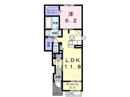 プリマヴェーラⅡ(1LDK/1階)の間取り写真