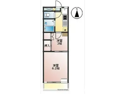 メゾン八尾(2K/2階)の間取り写真