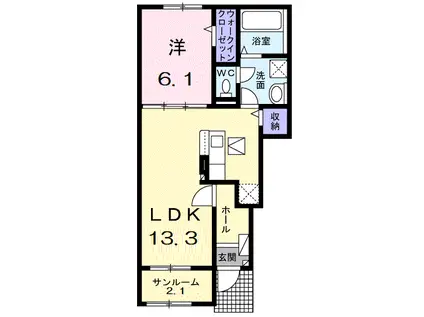 セレッソ手屋(1LDK/1階)の間取り写真