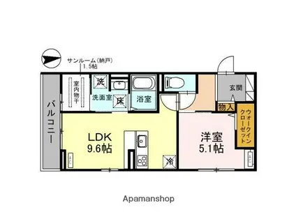 ルミナス南田町(1SLDK/1階)の間取り写真