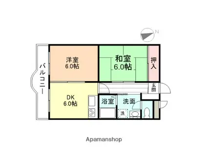 ガーデンヒルズ二杉(2DK/3階)の間取り写真