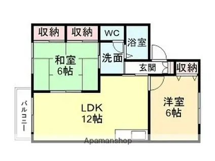 ヌーベル山口B棟(3DK/1階)の間取り写真