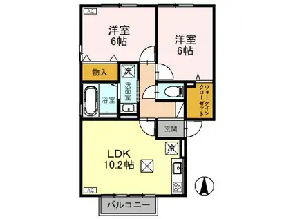 グランサフィールA(2LDK/1階)の間取り写真