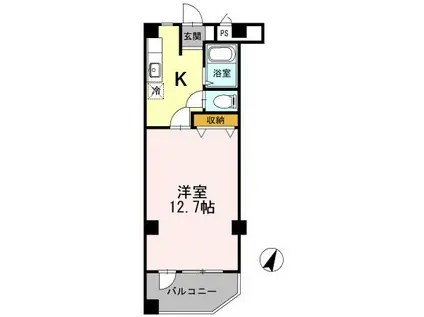 サザンコート(1K/3階)の間取り写真