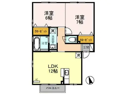 ガーデンライラック(2LDK/1階)の間取り写真