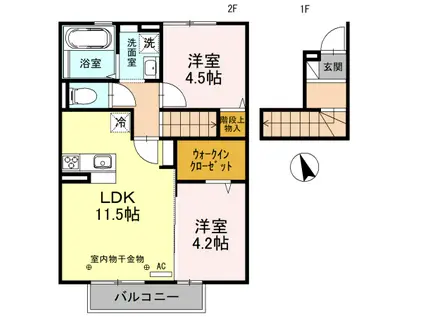D-ROOM柳原(2LDK/2階)の間取り写真