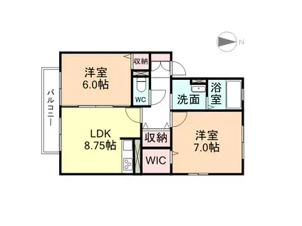 グラン サフィール B(2DK/1階)の間取り写真