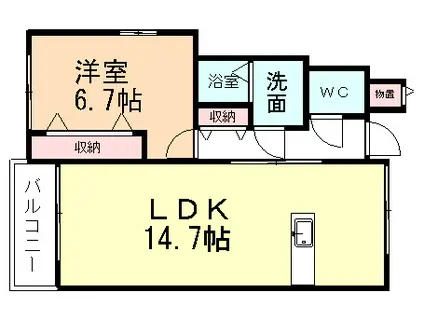 コンフォートみやび台Ⅱ(1LDK/1階)の間取り写真